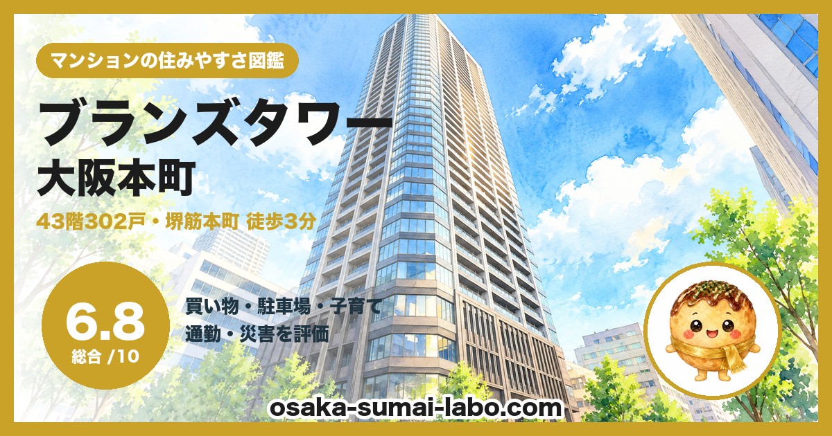 ブランズタワー大阪本町の住みやすさ(総合6.8)